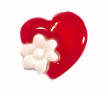 Kids buttons as hearts out plastic in red 15 mm 0,59 inch